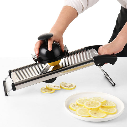 Spacn Adjustable Stainless Steel Mandoline Vegetable Slicer with 4.5mm - 9mm Thickness Dial - Multi-Blade Food Slicer for Kitchen with Safety Guard and Cut-Resistant Gloves