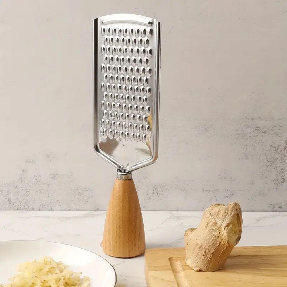 Spacn Premium Stainless Steel Handheld Food Grater with Non-Slip Handle - Multi-Functional Zester for Citrus, Cheese, Ginger, and Garlic