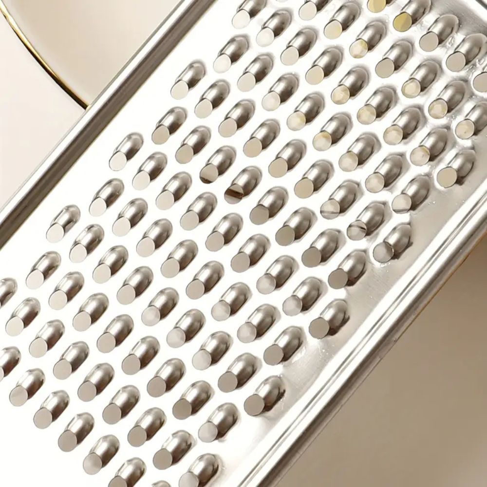 Spacn Premium Stainless Steel Handheld Food Grater with Non-Slip Handle - Multi-Functional Zester for Citrus, Cheese, Ginger, and Garlic