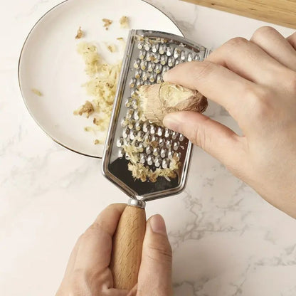 Spacn Premium Stainless Steel Handheld Food Grater with Non-Slip Handle - Multi-Functional Zester for Citrus, Cheese, Ginger, and Garlic