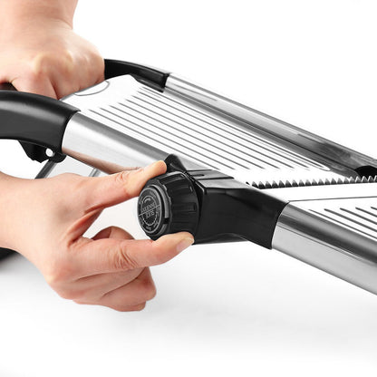 Spacn Adjustable Stainless Steel Mandoline Vegetable Slicer with 4.5mm - 9mm Thickness Dial - Multi-Blade Food Slicer for Kitchen with Safety Guard and Cut-Resistant Gloves