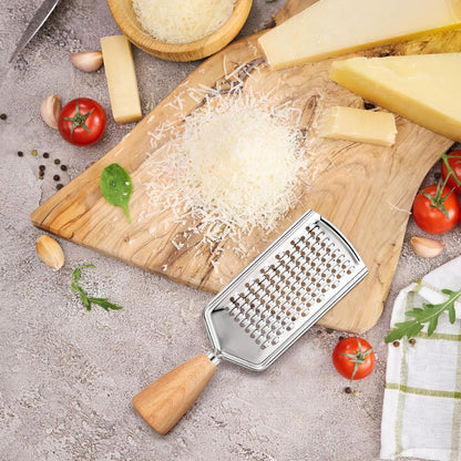 Spacn Premium Stainless Steel Handheld Food Grater with Non-Slip Handle - Multi-Functional Zester for Citrus, Cheese, Ginger, and Garlic