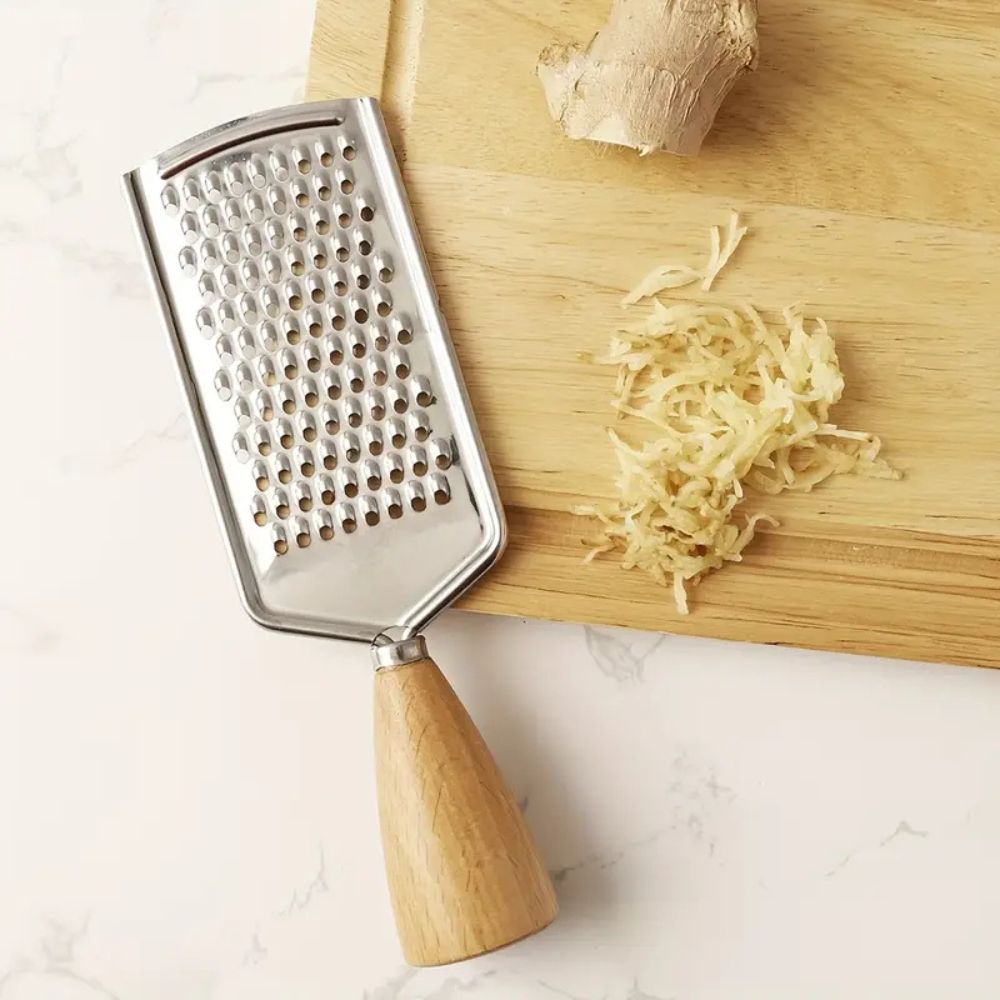 Spacn Premium Stainless Steel Handheld Food Grater with Non-Slip Handle - Multi-Functional Zester for Citrus, Cheese, Ginger, and Garlic