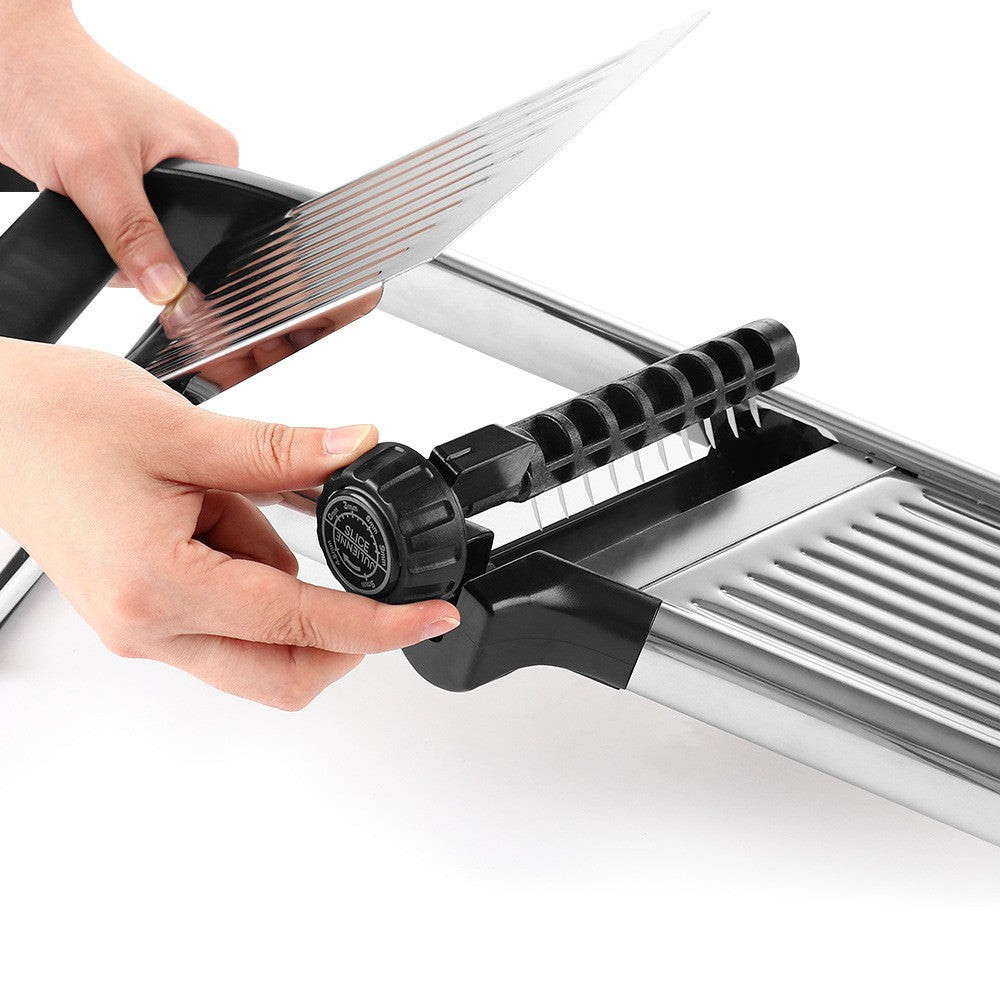 Spacn Adjustable Stainless Steel Mandoline Vegetable Slicer with 4.5mm - 9mm Thickness Dial - Multi-Blade Food Slicer for Kitchen with Safety Guard and Cut-Resistant Gloves