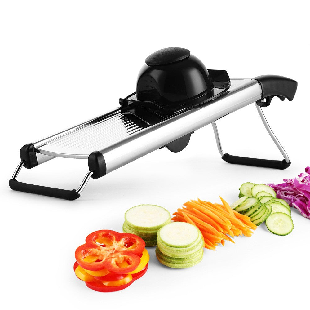 Spacn Adjustable Stainless Steel Mandoline Vegetable Slicer with 4.5mm - 9mm Thickness Dial - Multi-Blade Food Slicer for Kitchen with Safety Guard and Cut-Resistant Gloves